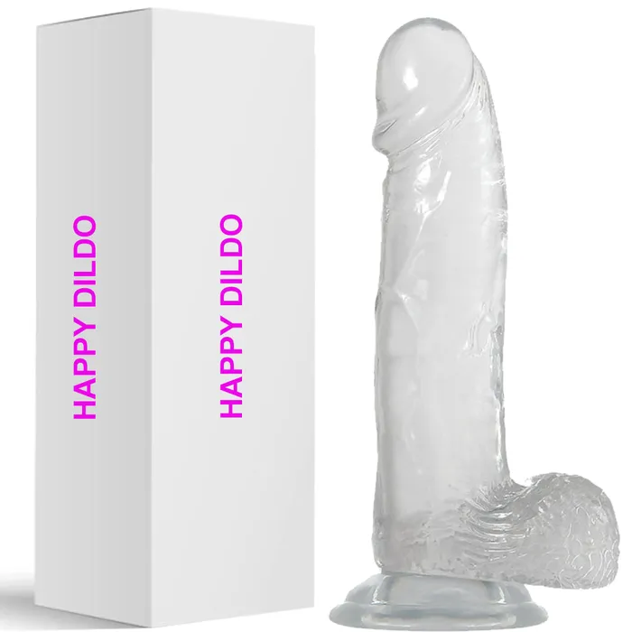 BeBuZZed Dildos Bebuzzed Happy 85 Realistic Dildo Veined Balls Suction Cup Clear