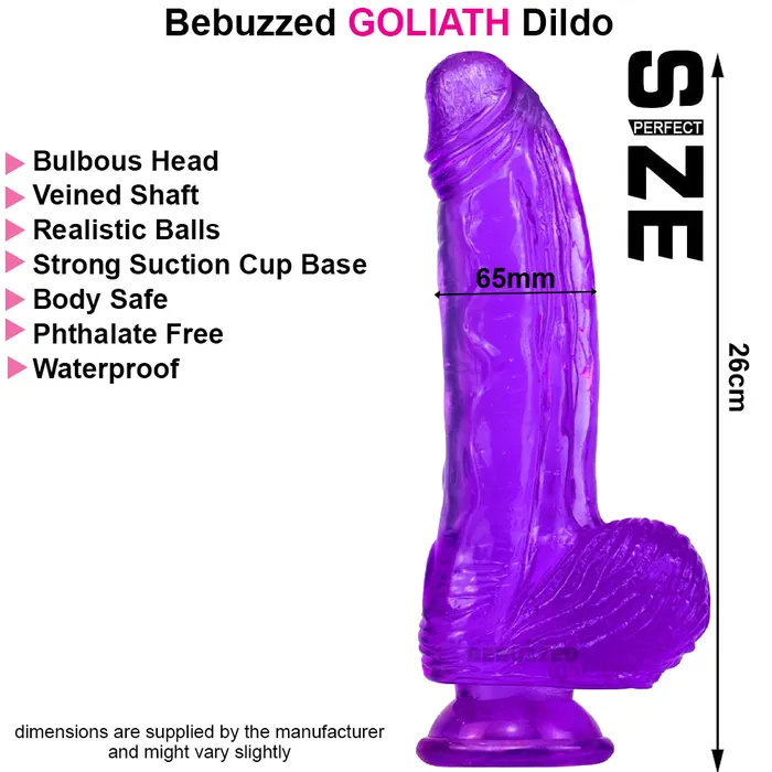 BeBuZZed Dildos | Goliath Giant Dildo Veined Suction Cup Dong Large XL XXL 22-26cm