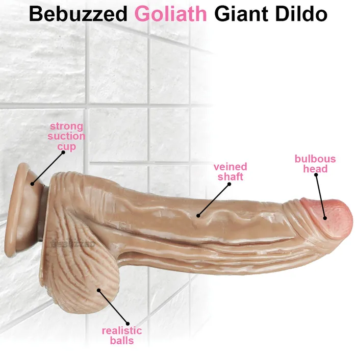 BeBuZZed Dildos | Goliath Giant Dildo Veined Suction Cup Dong Large XL XXL 22-26cm