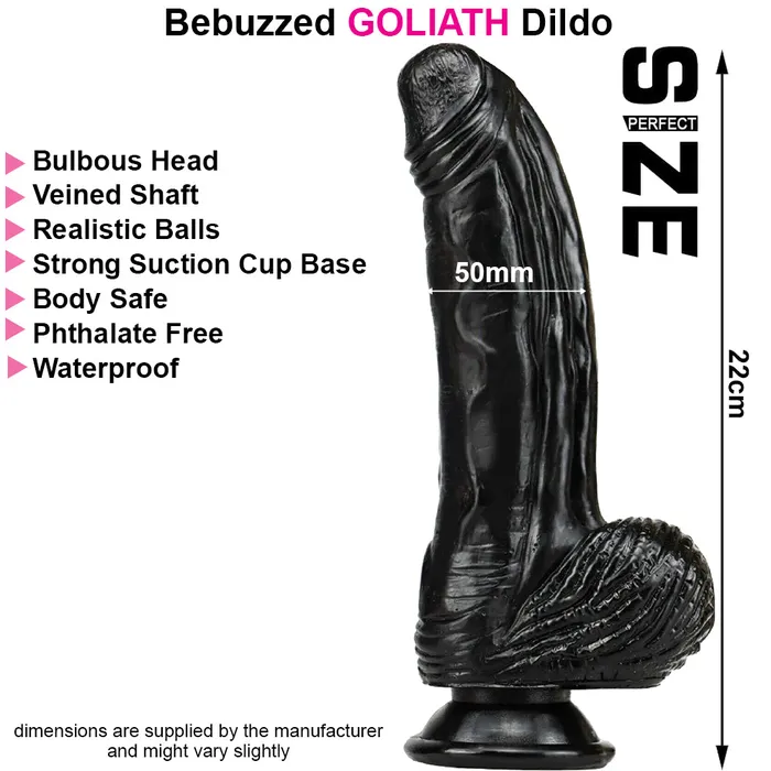 BeBuZZed Dildos | Goliath Giant Dildo Veined Suction Cup Dong Large XL XXL 22-26cm