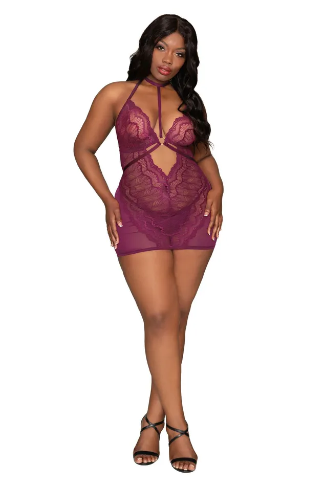 Chemise and GString Queen Size Mulberry Dreamgirl Male Sex Toys