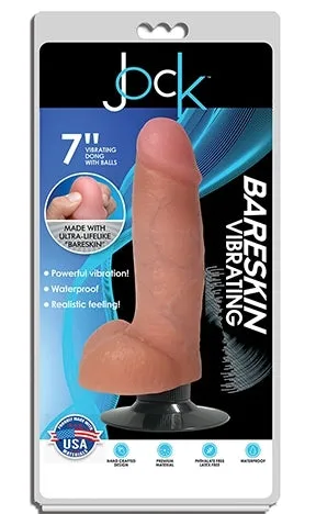 Dildos Curve Toys JOCK 7 Bareskin Vibrating Dong with Balls Vanilla