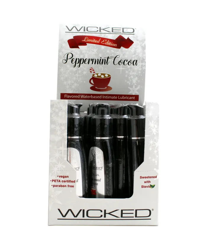 Female Sex Toys Wicked Sensual Care Aqua Peppermint Cocoa Flavored WaterBased Intimate Lubricant 12 Piece Display 2 Oz Female Sex Toys Wicked Sensual Care Aqua Peppermint Cocoa Flavored WaterBased Intimate Lubricant 12 Piece Display 2 Oz