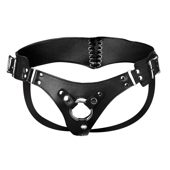 Leather Corset Back Strap On Dildo Harness | Strict Leather Female Sex Toys Leather Corset Back Strap On Dildo Harness | Strict Leather Female Sex Toys