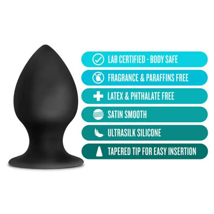 Male Sex Toys Blush Novelties Anal Adventures Platinum Silicone Anal Stout Plug Large Black