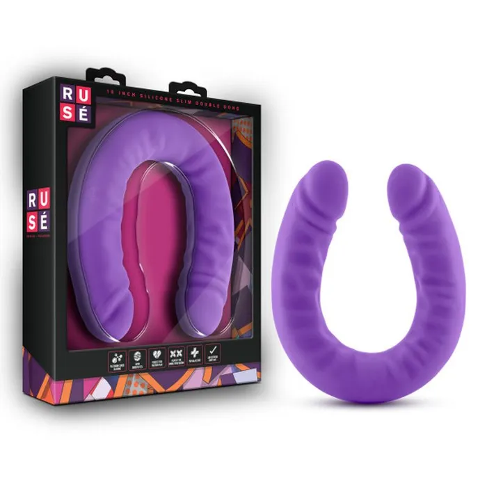 Ruse Silicone Slim 18in Purple Double Dong Ruse Dildos
