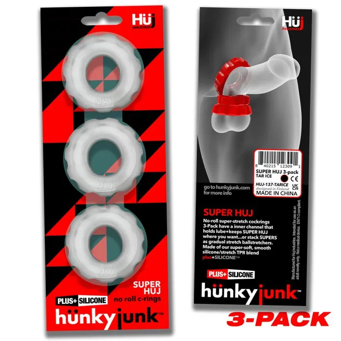 Super Hunkyjunk 3 Pc Cockrings Clear Ice | Hunkyjunk Dildos