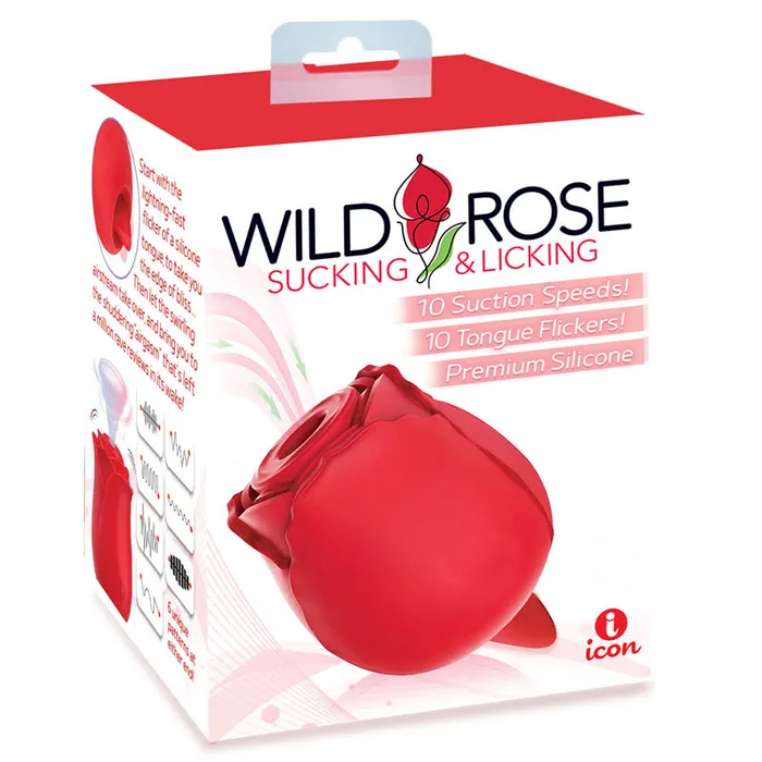 Wild Rose Sucking Licking 2in1 Air Pulse Flicking Stimulator Vibrator USB Icon Brands Vibrators