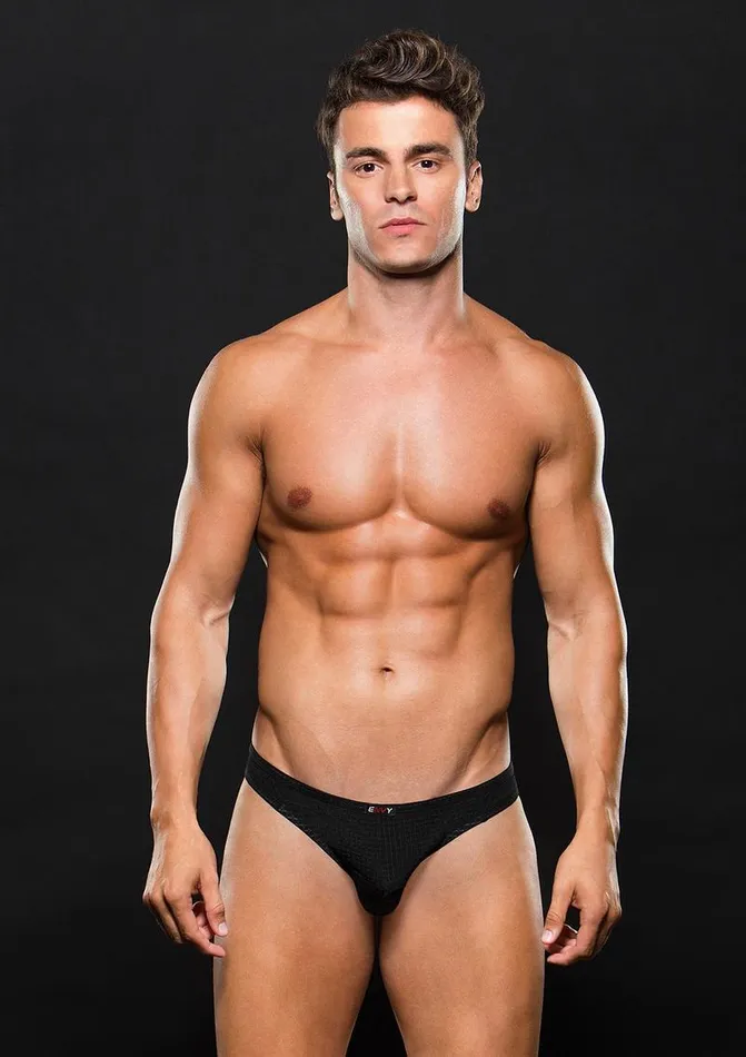 Anal Envy Menswear Microfiber Black Waffle Thong