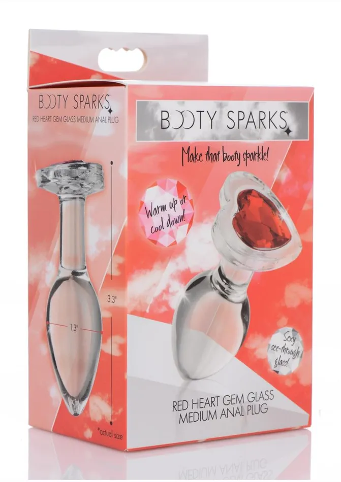 Booty Sparks Booty Sparks Red Heart Glass Anal Plug | Anal