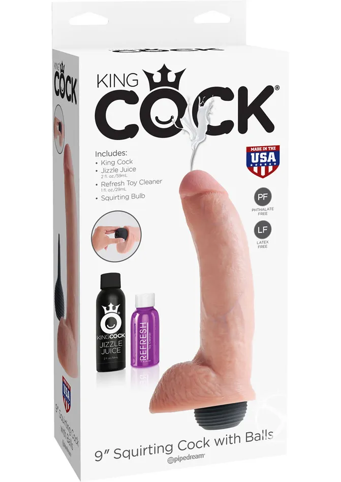 Pipedream Productsinc Dildos King Cock Squirting Cock W Balls 9 Flesh