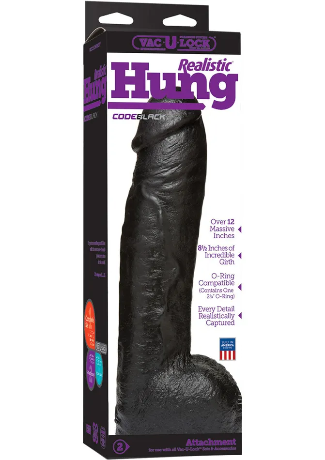 Vac-U-Lock Dildos | Vac-U-Lock Codeblack Realistic Hung Dildo
