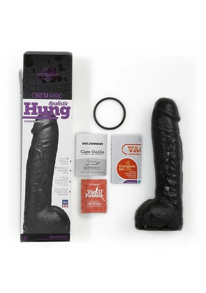 Vac-U-Lock Dildos | Vac-U-Lock Codeblack Realistic Hung Dildo
