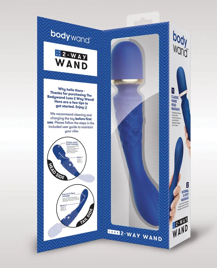 Bodywand Vibrators XGen Bodywand Luxe 2 Way Wand Head Massager Blue