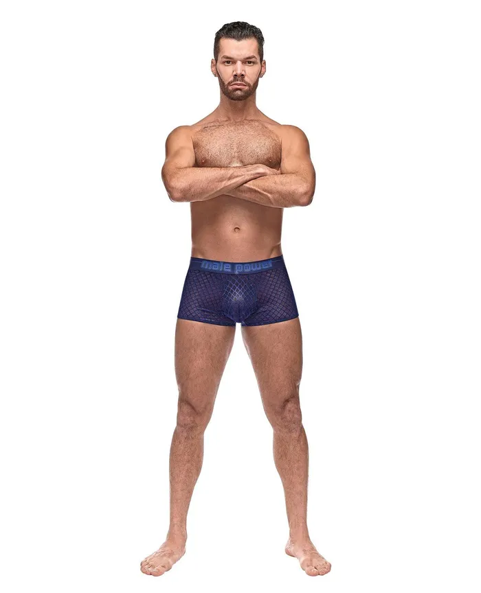 Diamond Mesh Mini Short Blue SM Male Power Vibrators