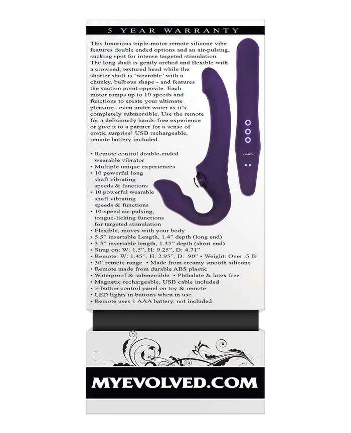 Evolved Vibrators | Evolved 2 Become 1 Strapless Strap On - Purple