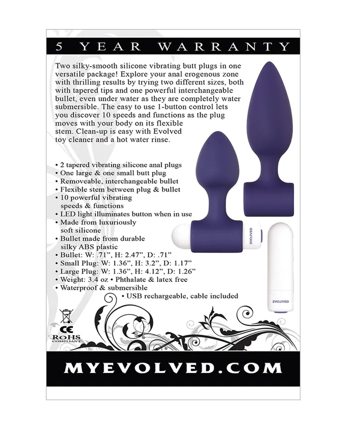 Vibrators | Evolved Evolved Dynamic Duo Anal Rechargeable - Purple/White